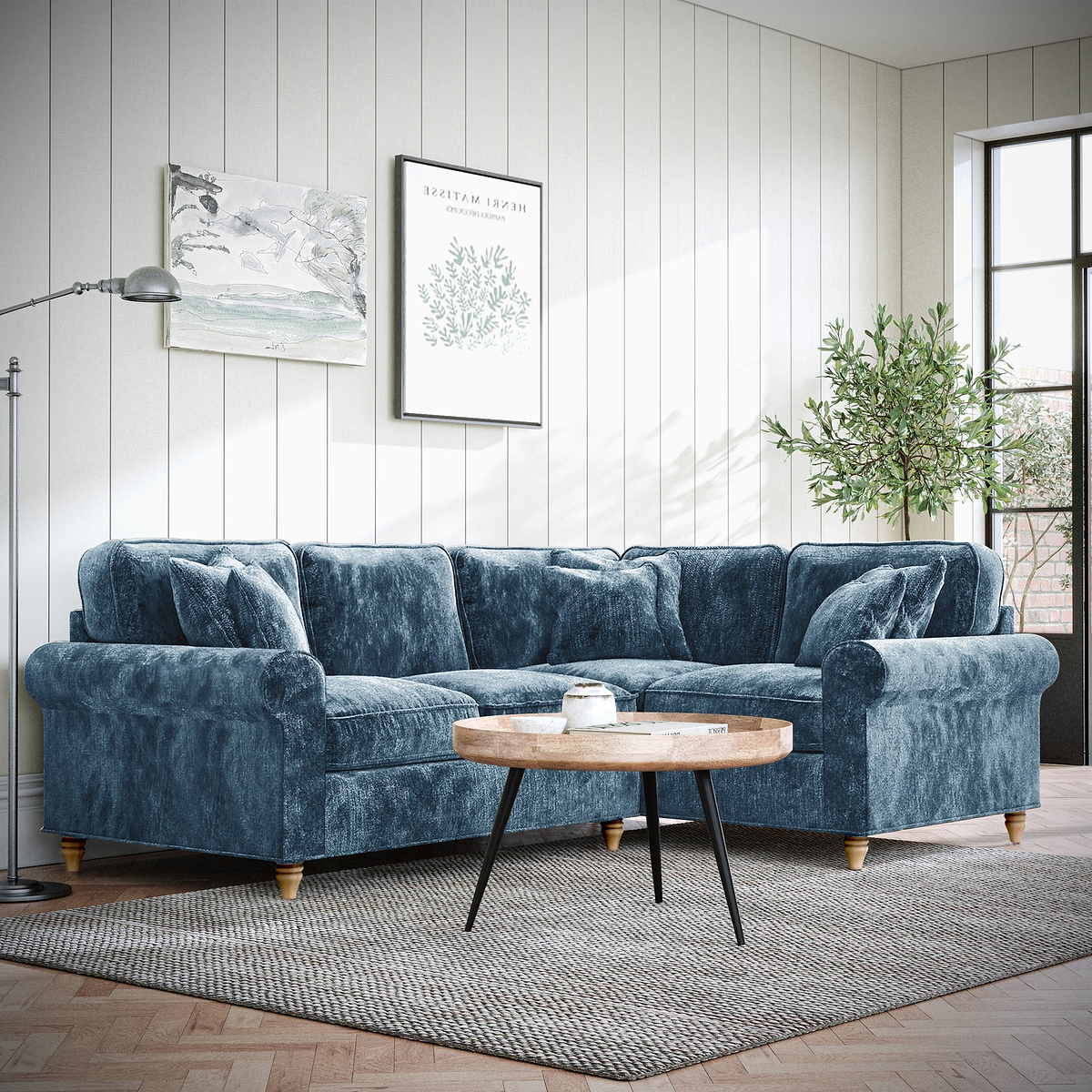 Archie Corner Sofa RH Navy from Roseland Furniture