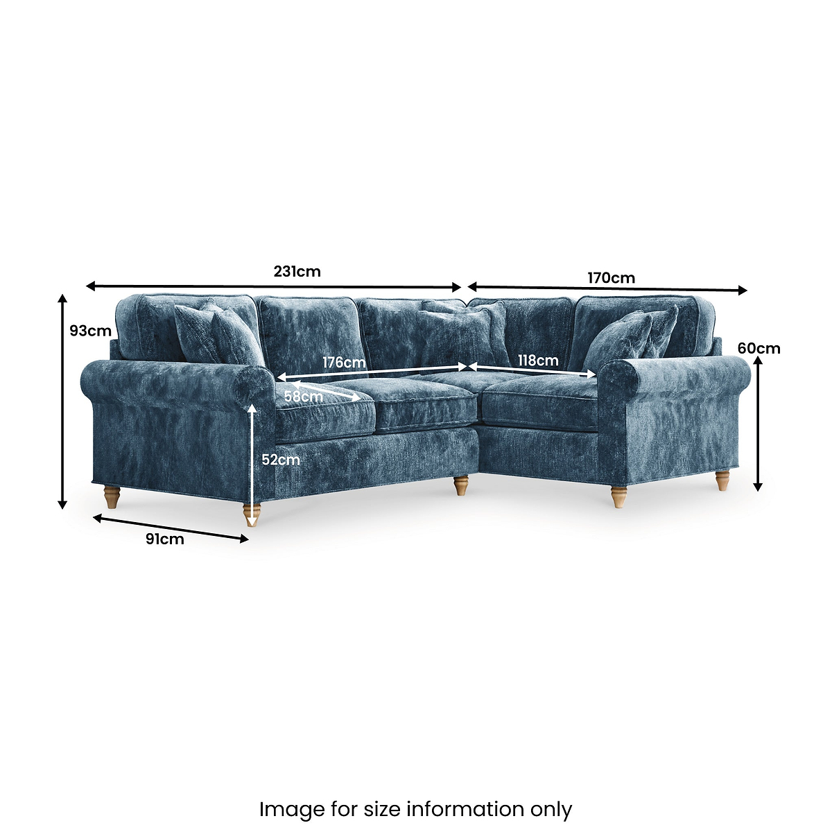 Archie Corner Sofa RH Navy from Roseland Furniture