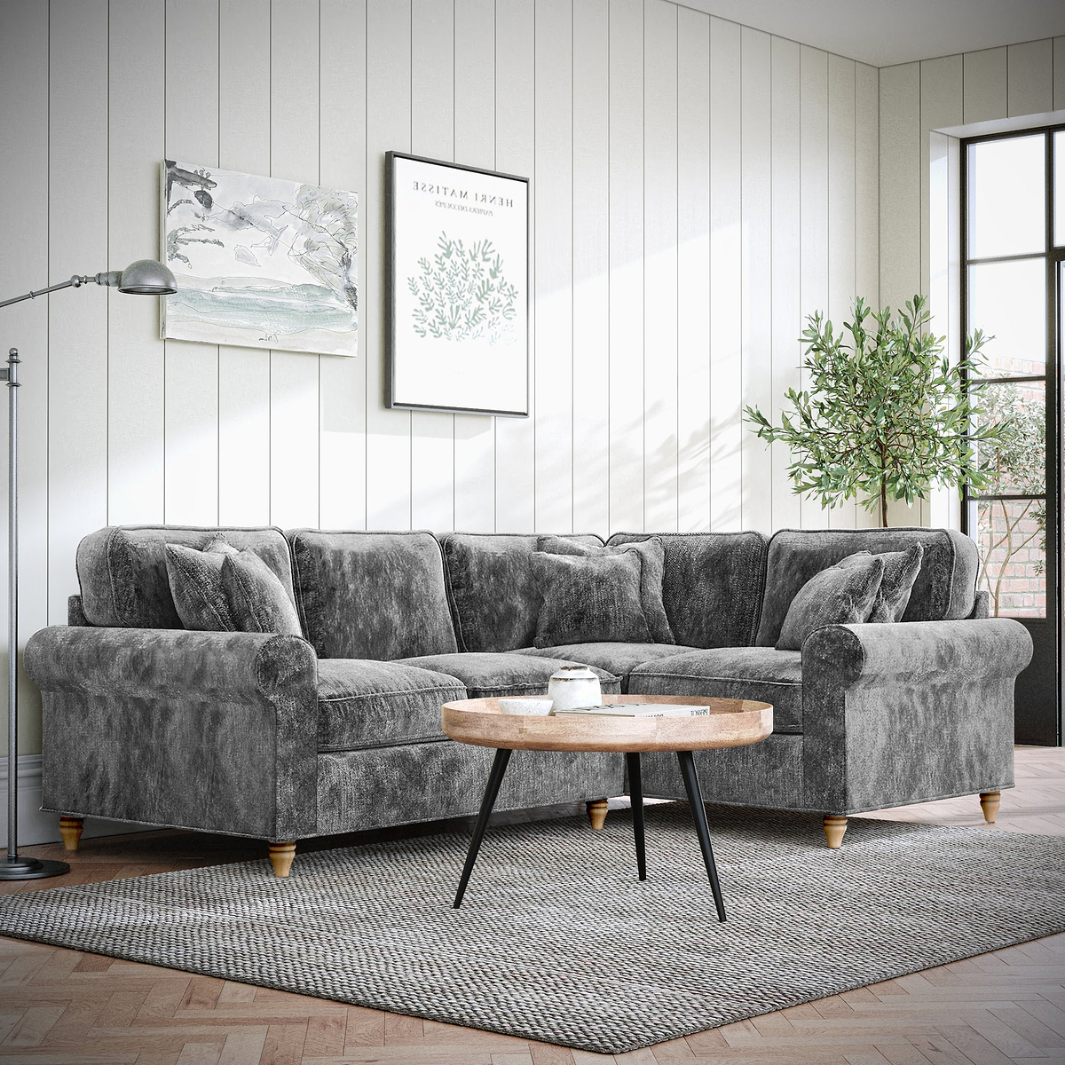 Archie Corner Sofa RH Charcoal from Roseland Furniture