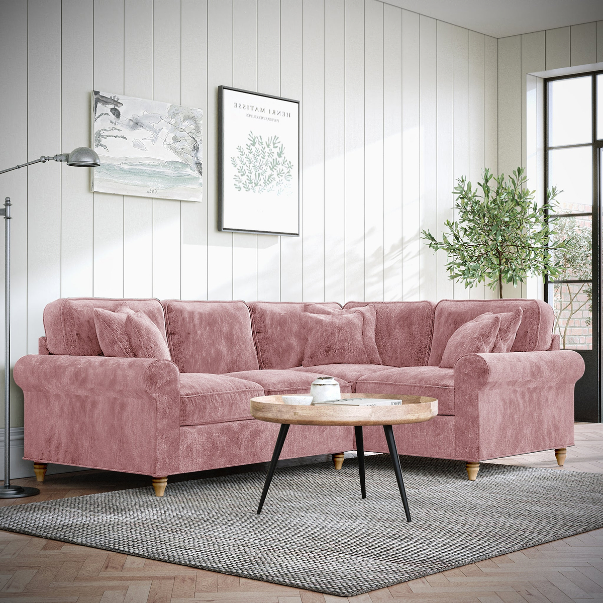 Archie Corner Sofa RH Blush from Roseland Furniture