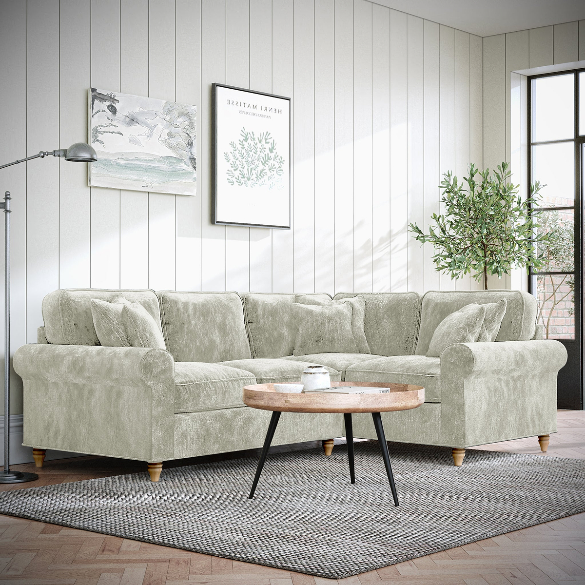 Archie Corner Sofa RH Mink from Roseland Furniture