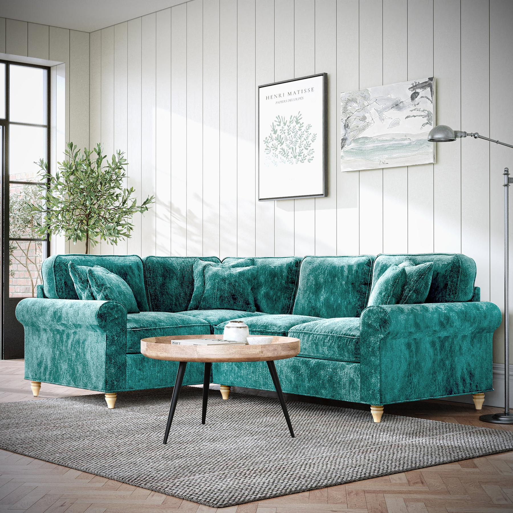 Archie Corner Sofa LH Emerald from Roseland Furniture