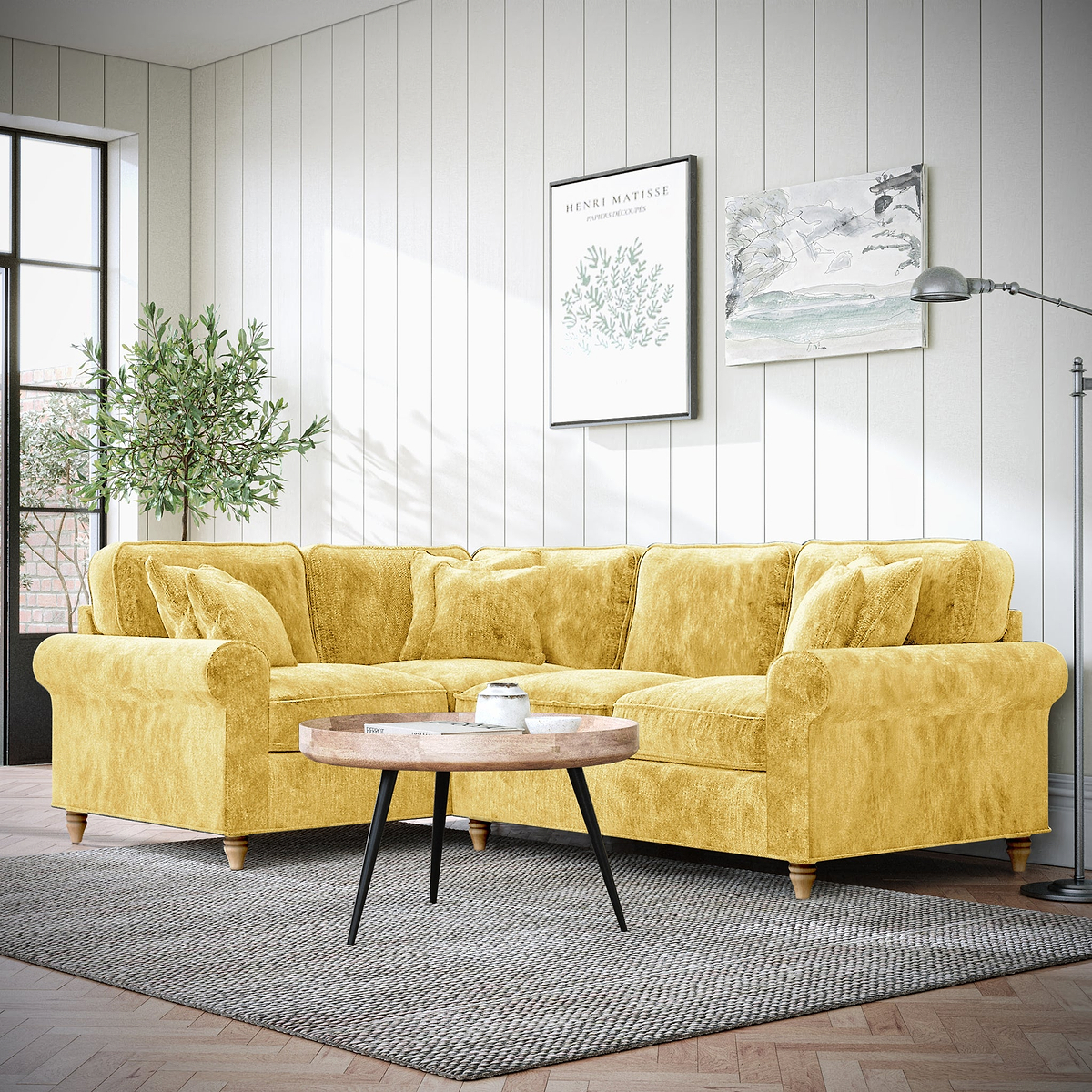 Archie Corner Sofa LH Gold from Roseland Furniture