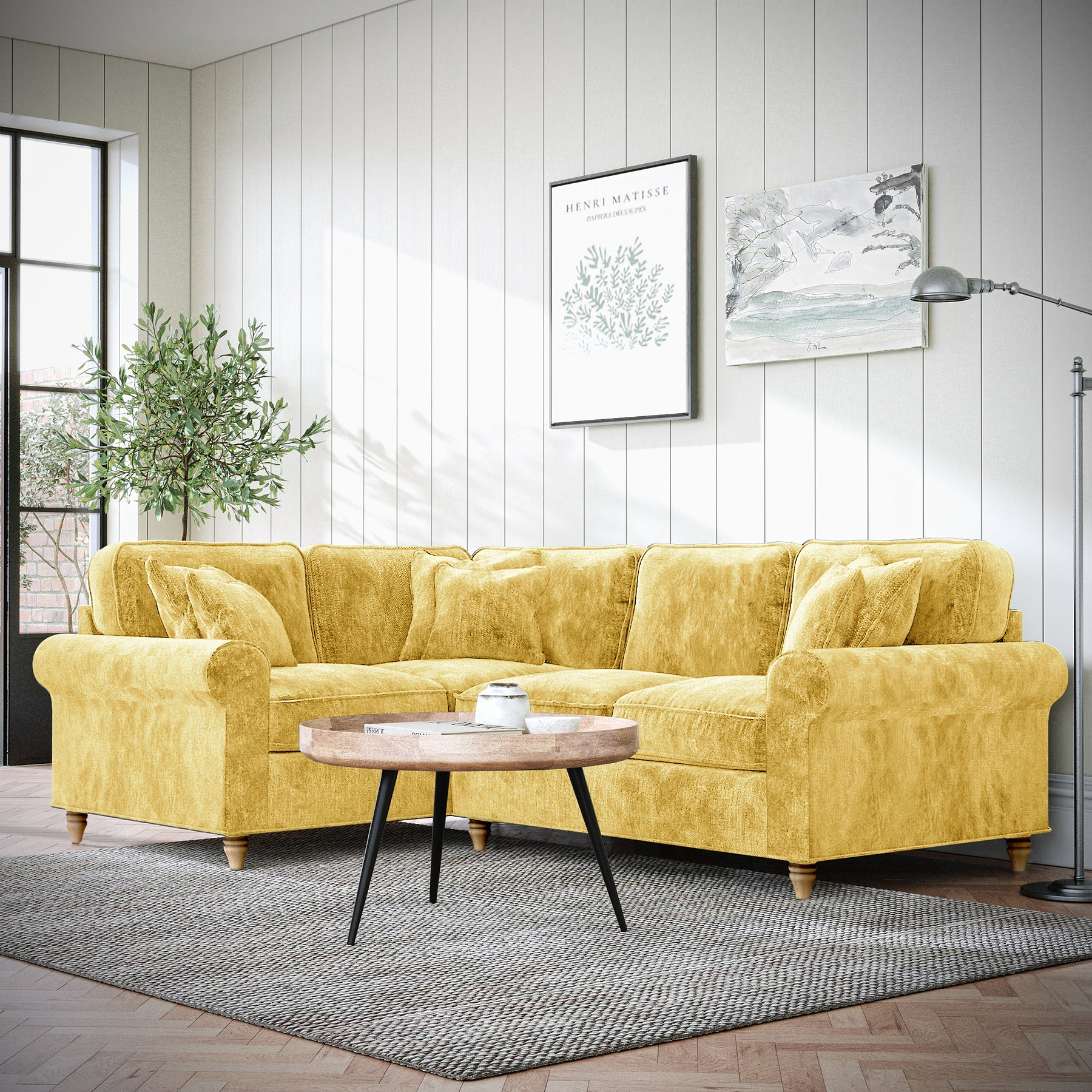 Archie Corner Sofa LH Gold from Roseland Furniture