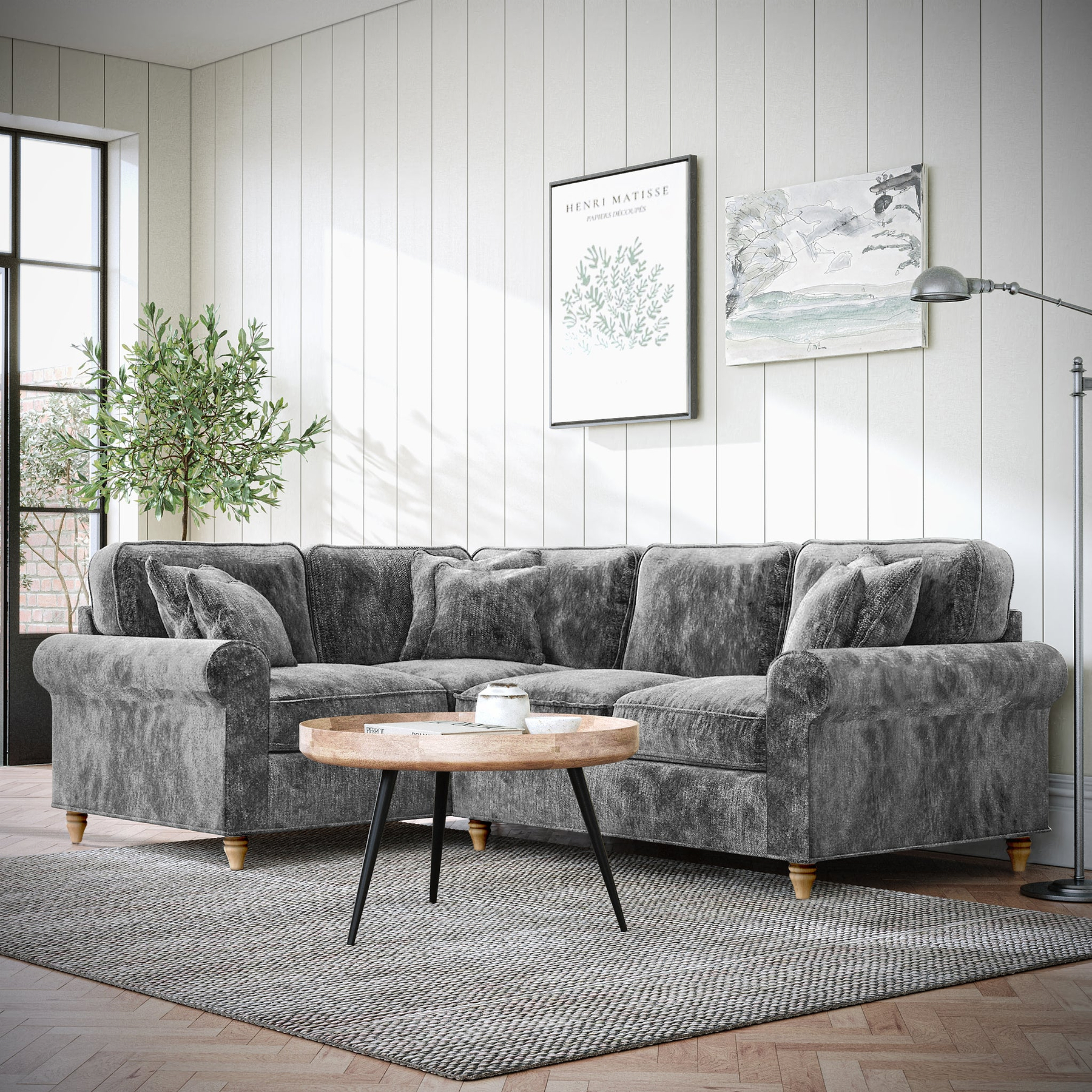 Archie Corner Sofa LH Charcoal from Roseland Furniture