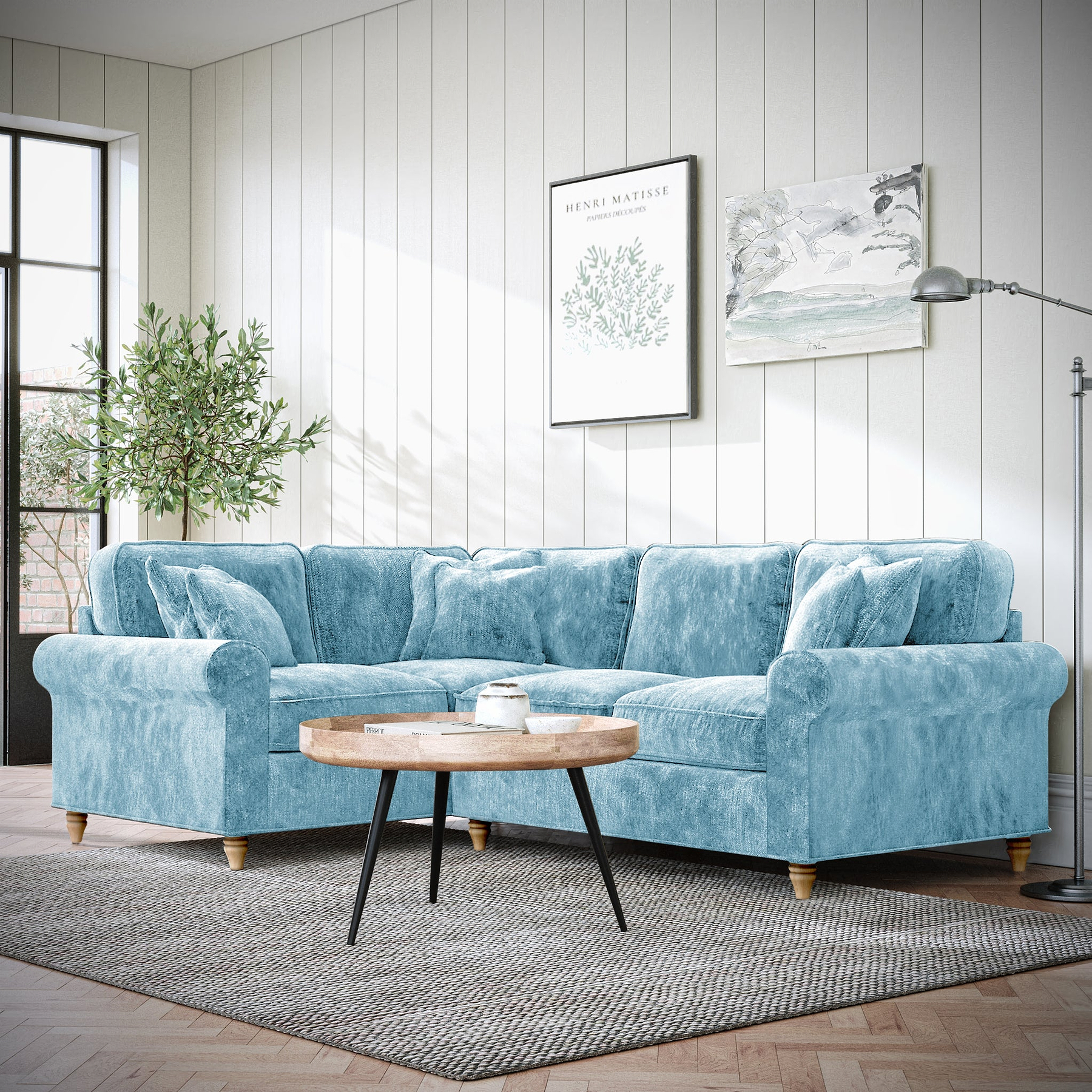 Archie Corner Sofa LH Lagoon from Roseland Furniture