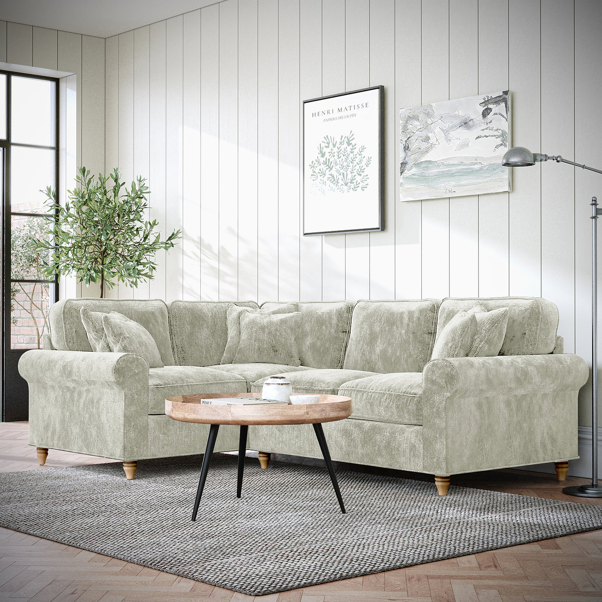 Archie Corner Sofa LH Mink from Roseland Furniture