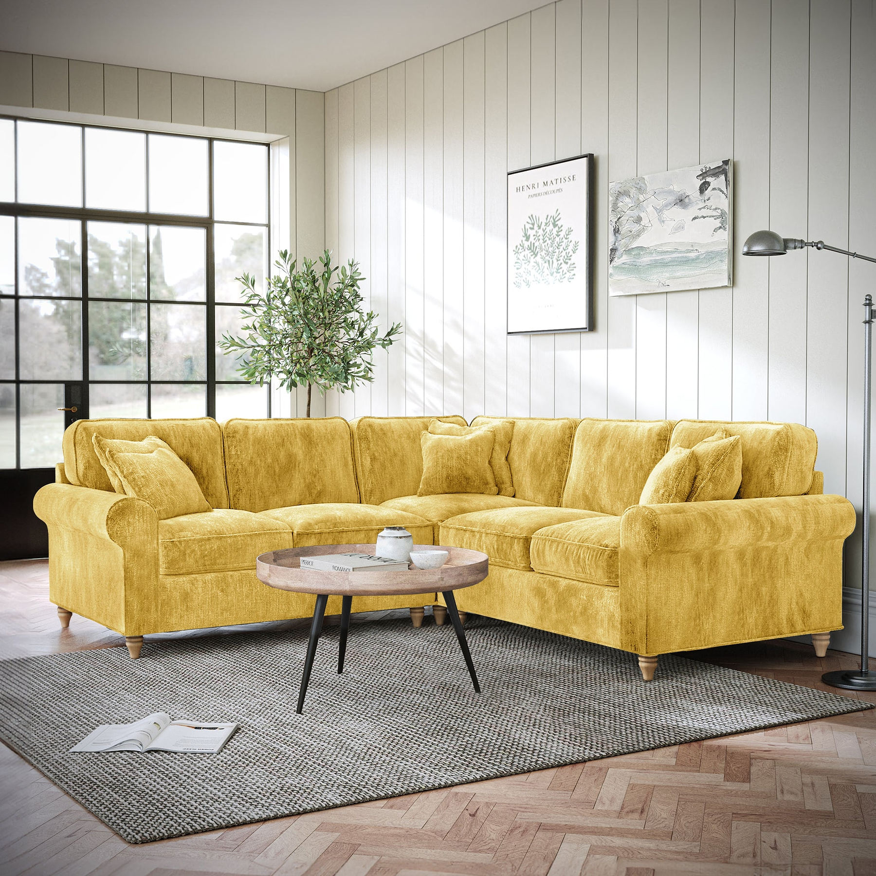 Archie Large Corner Sofa Gold from Roseland Furniture