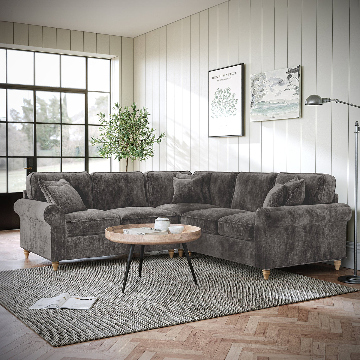 Archie Large Corner Sofa Espresso from Roseland Furniture