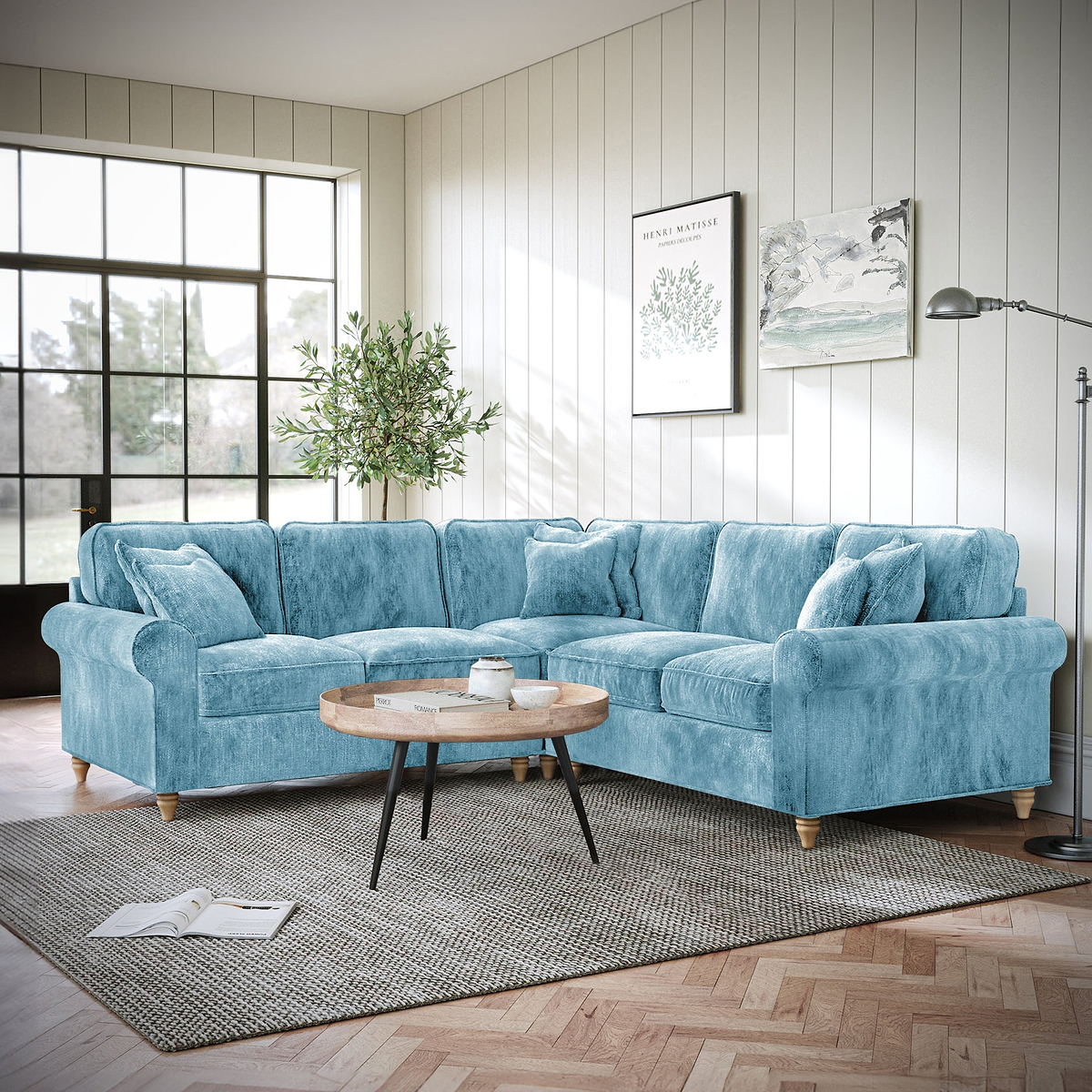 Archie Large Corner Sofa Lagoon from Roseland Furniture