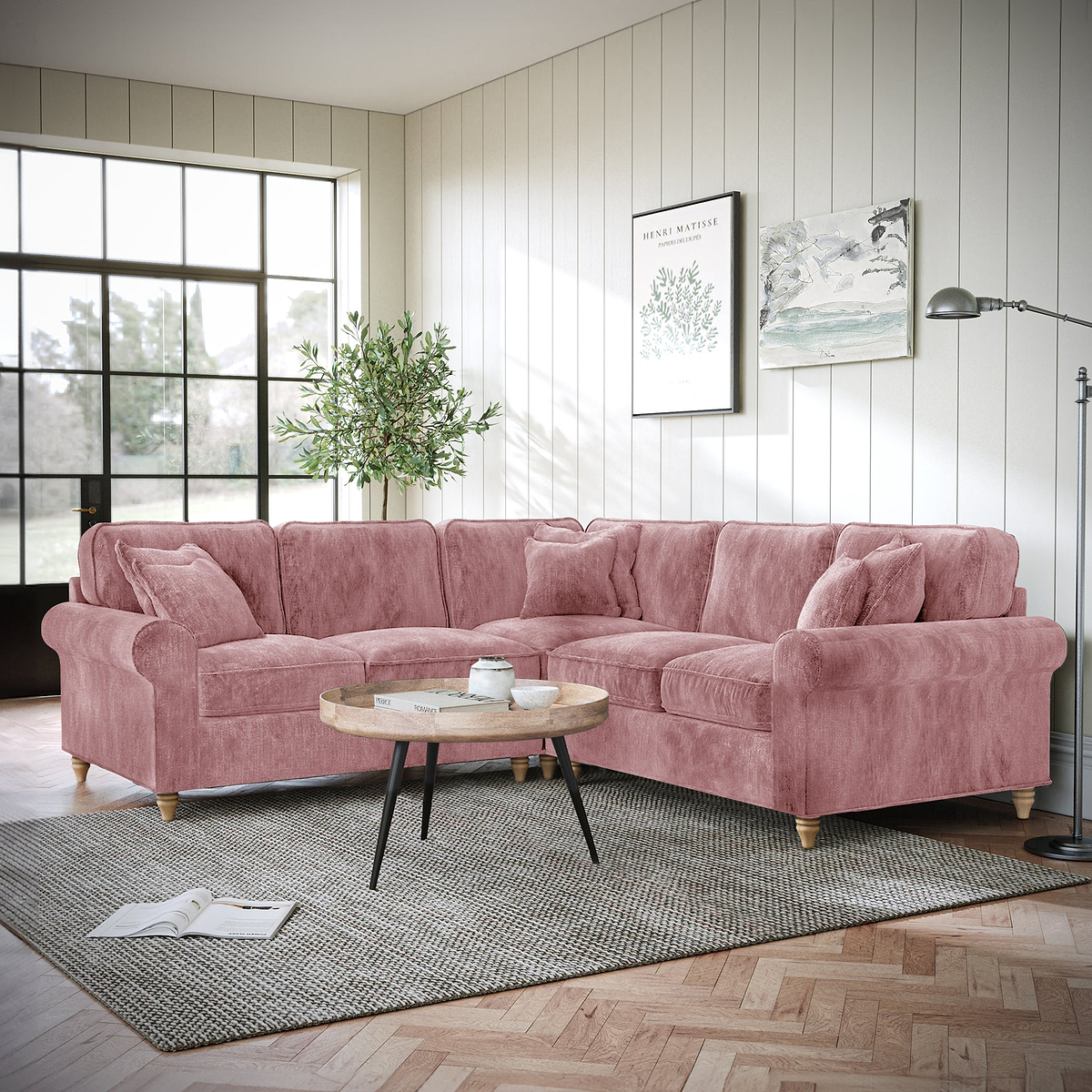 Archie Large Corner Sofa Blush from Roseland Furniture