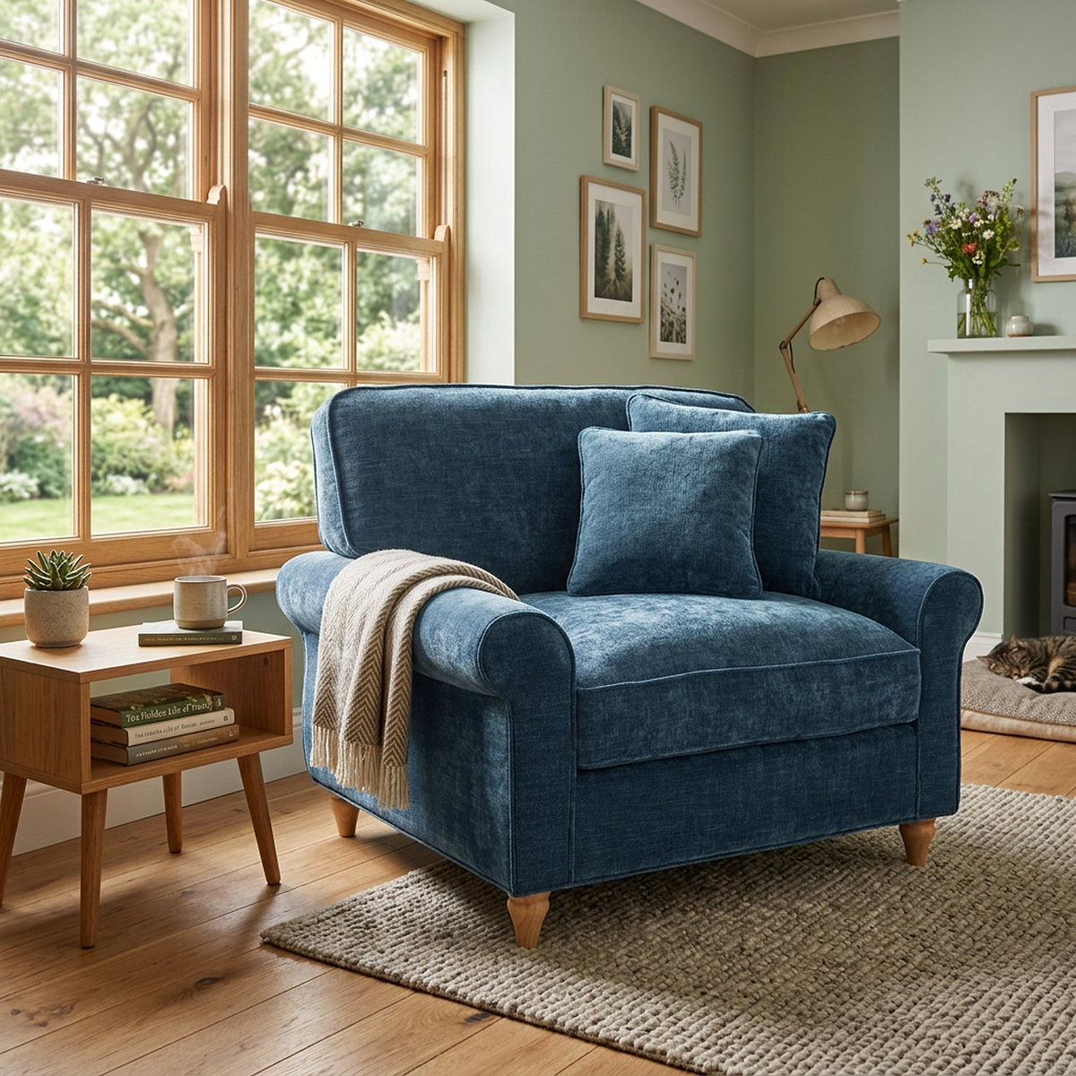 Archie Navy Snuggle Chair from Roseland Furniture