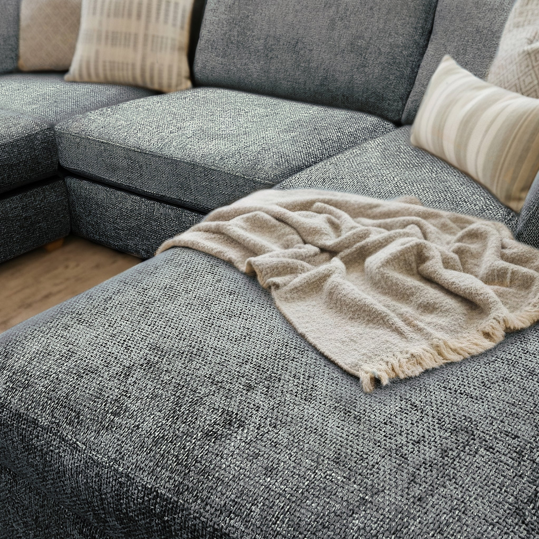 Rumi Navy Blue U Shaped Sofa from Roseland Furniture
