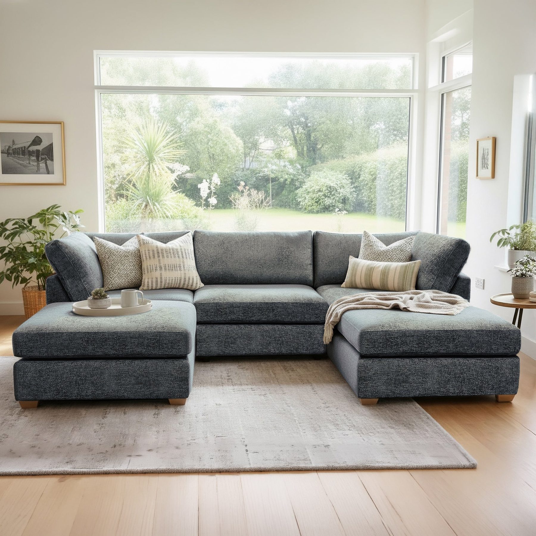Rumi Navy Blue U Shaped Sofa from Roseland Furniture