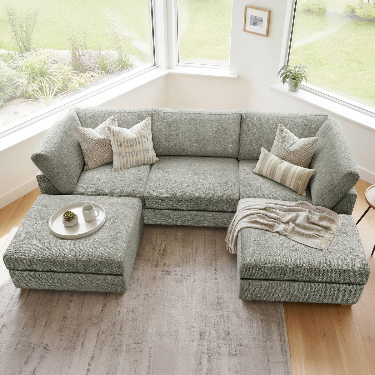 Rumi Pewter U Shaped Sofa from Roseland Furniture