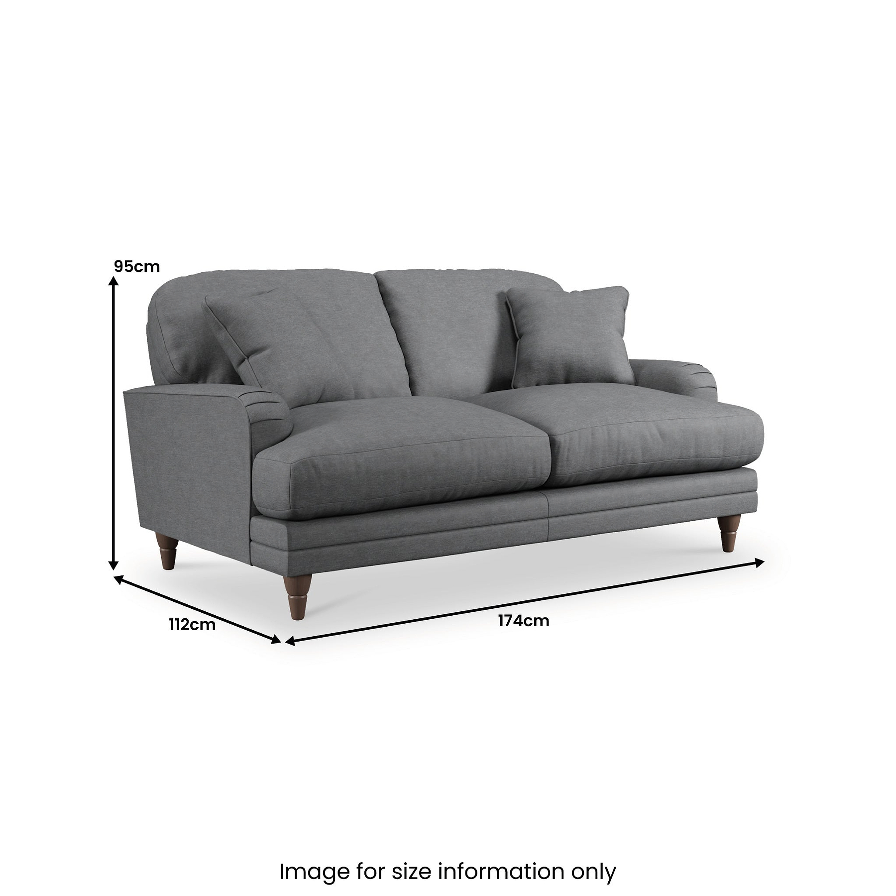 Bampton 2 Seater Sofa Charcoal Beech Feet from Roseland Furniture