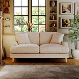 Bampton 2 Seater Sofa Cream Oak Feet from Roseland Furniture