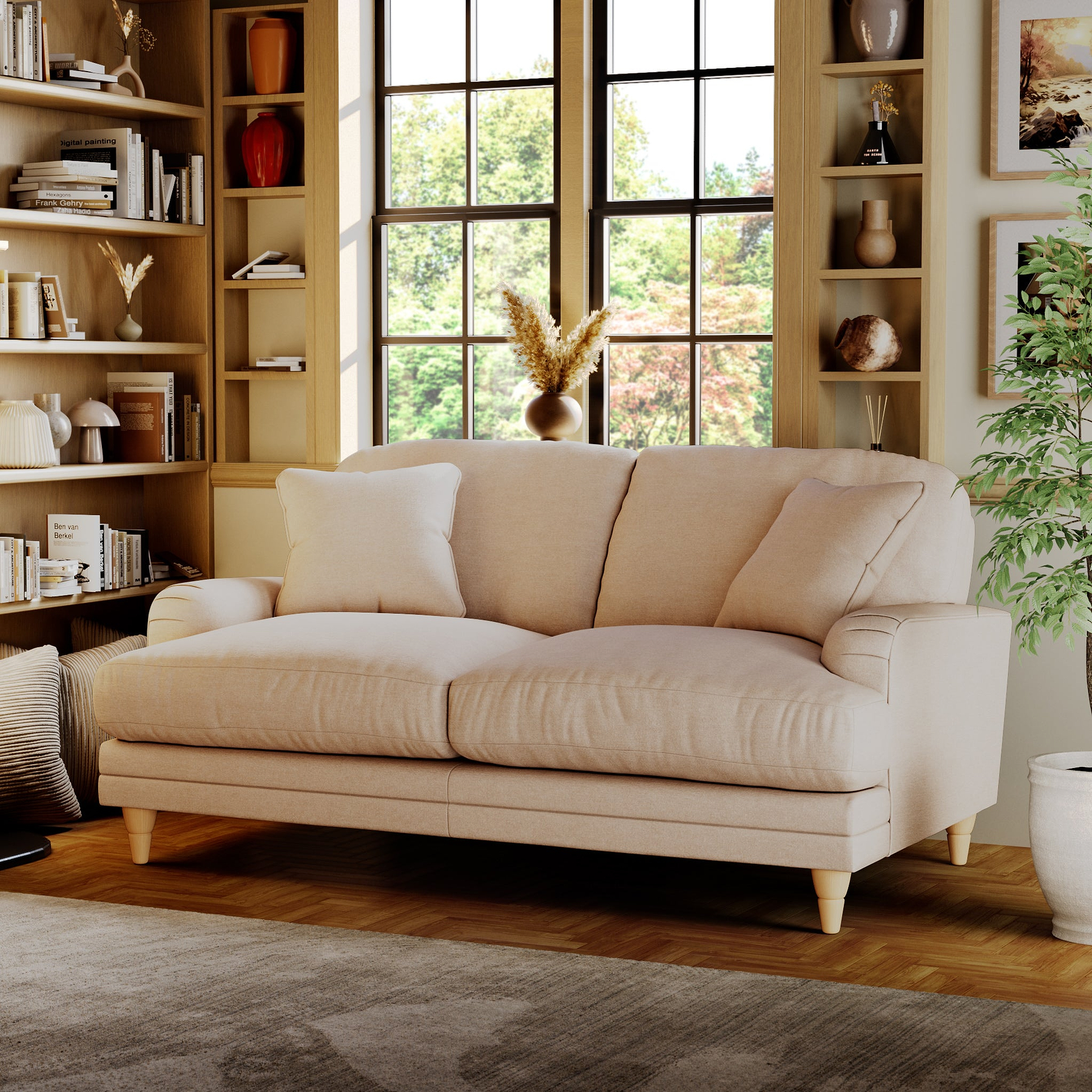 Bampton 2 Seater Sofa Cream Oak Feet from Roseland Furniture