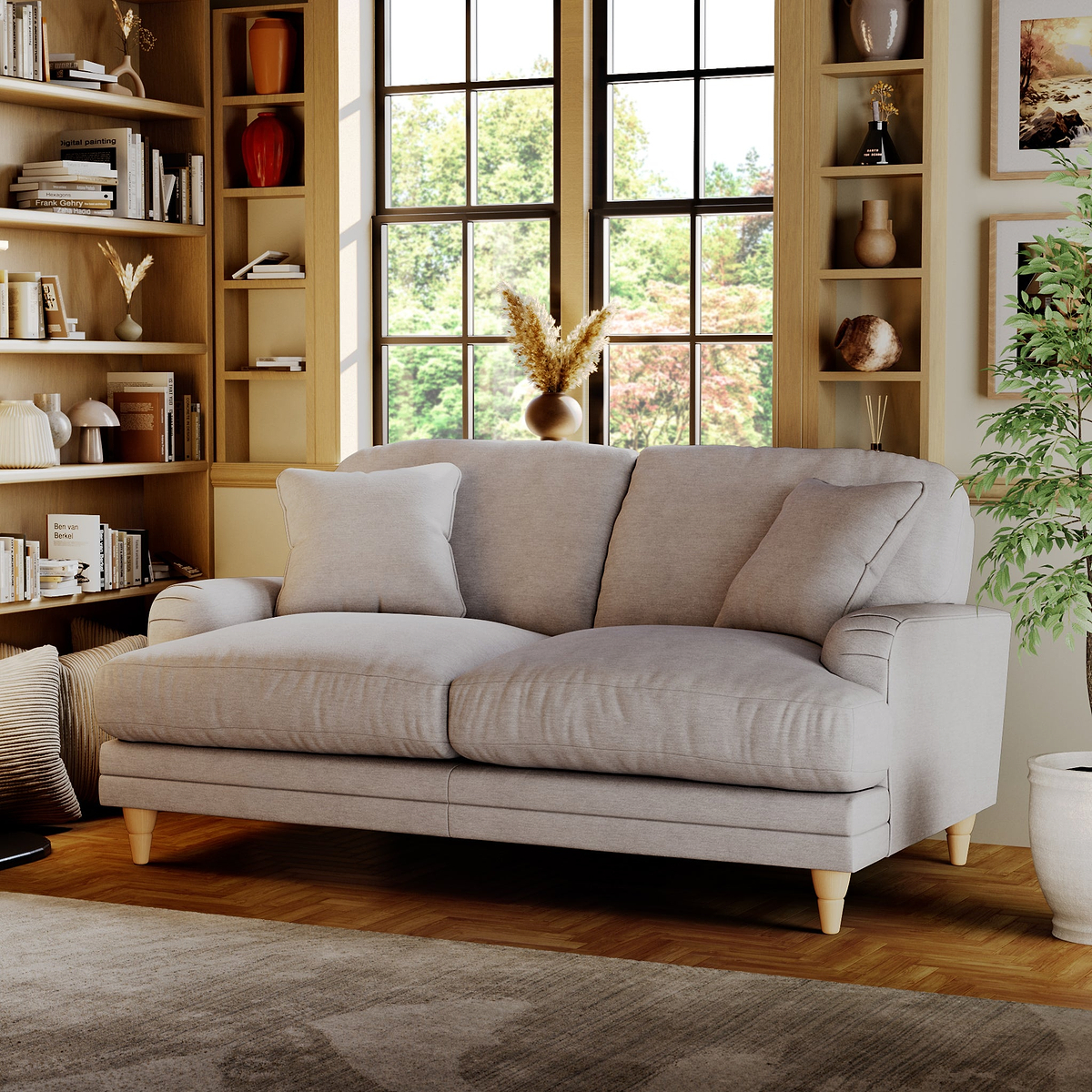 Bampton 2 Seater Sofa Silver Oak Feet from Roseland Furniture