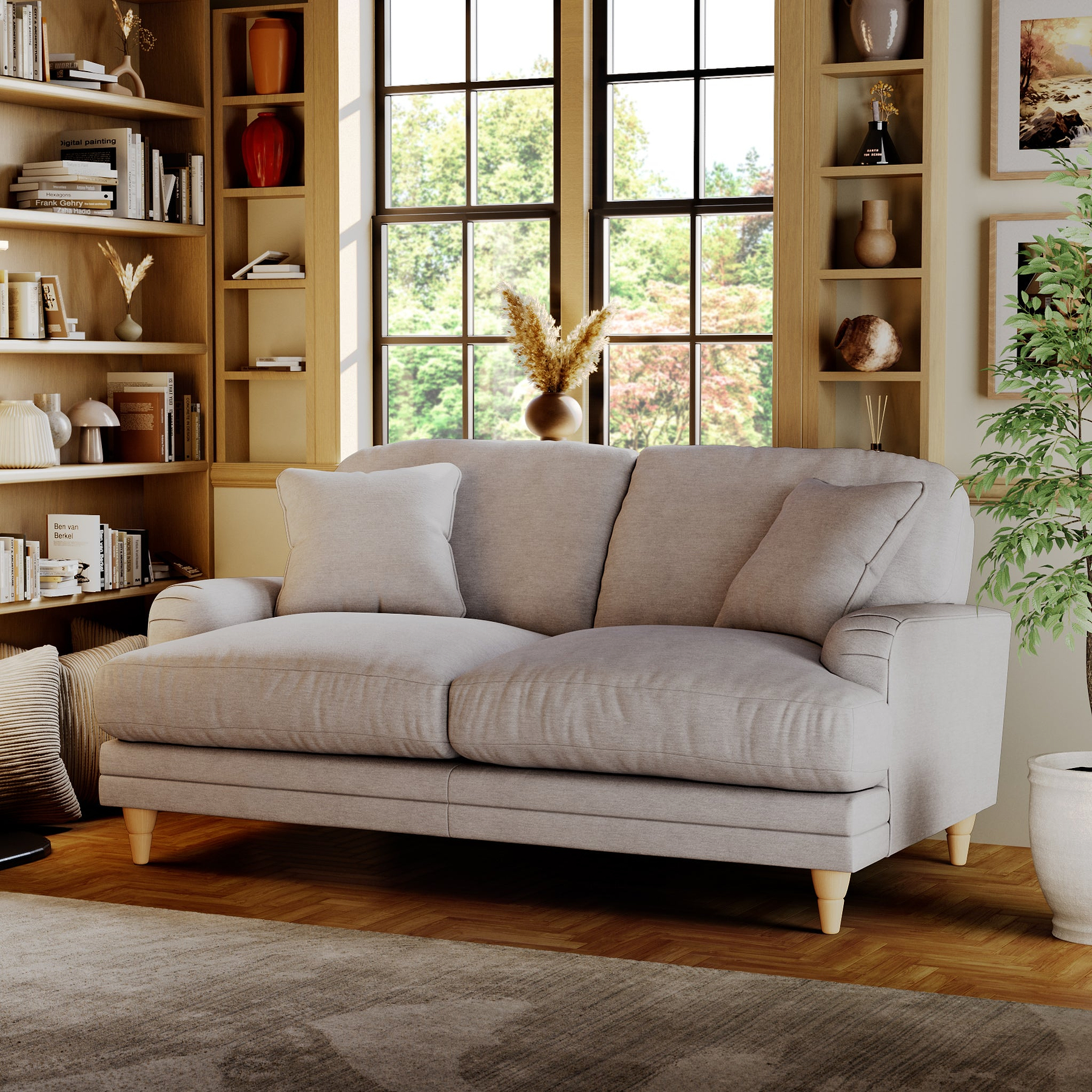 Bampton 2 Seater Sofa Silver Oak Feet from Roseland Furniture