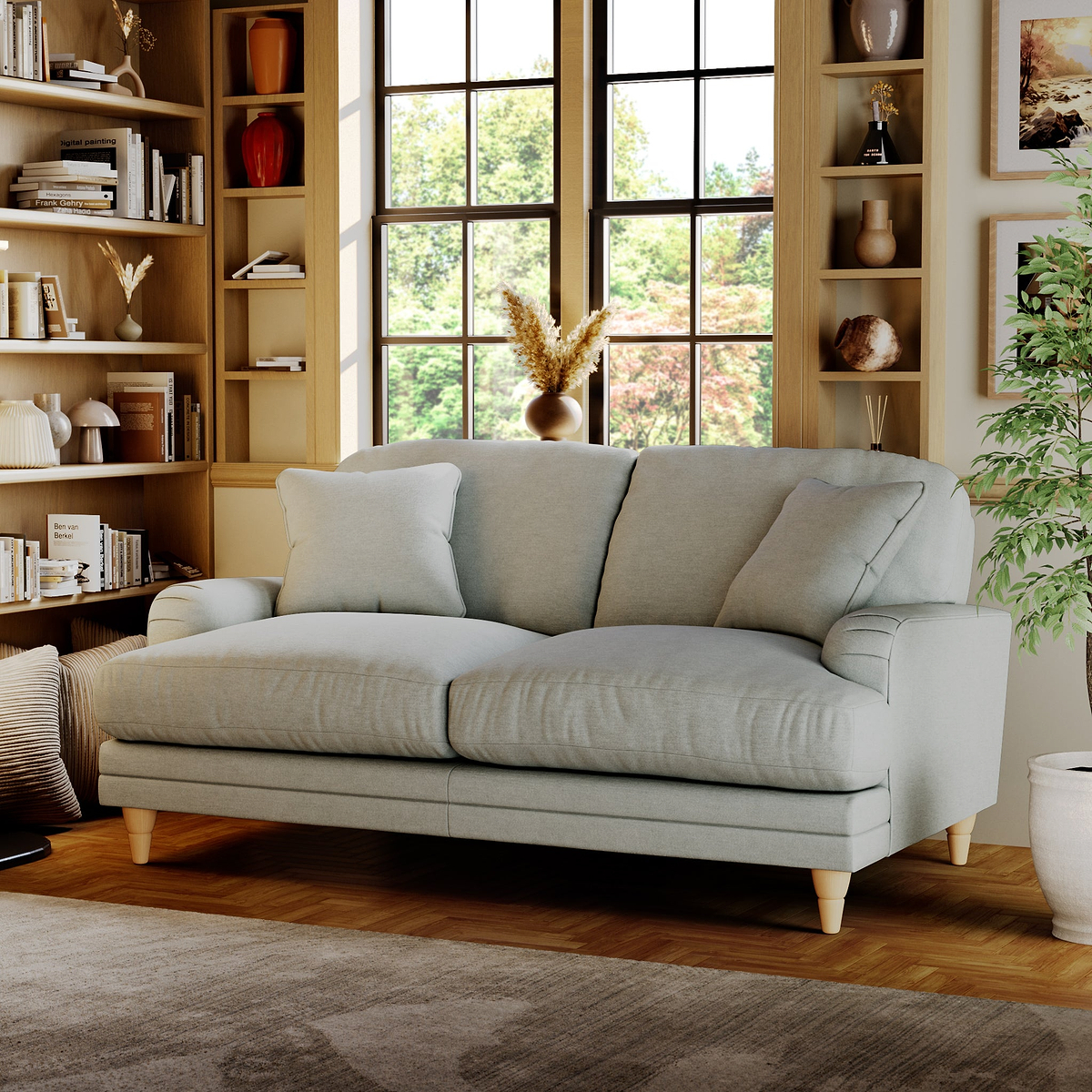 Bampton 2 Seater Sofa Sky Oak Feet from Roseland Furniture