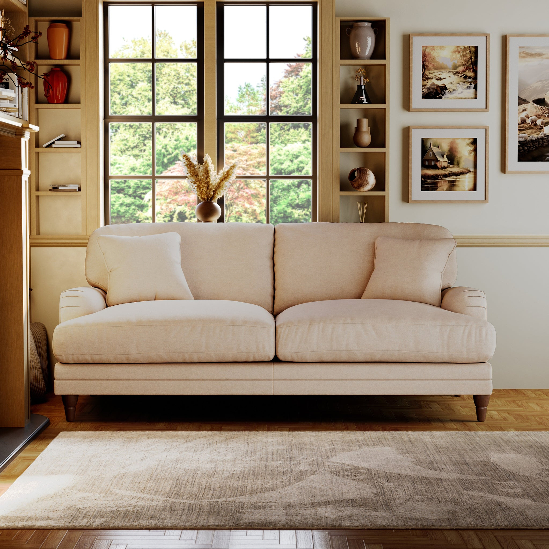 Bampton 3 Seater Sofa Cream from Roseland Furniture