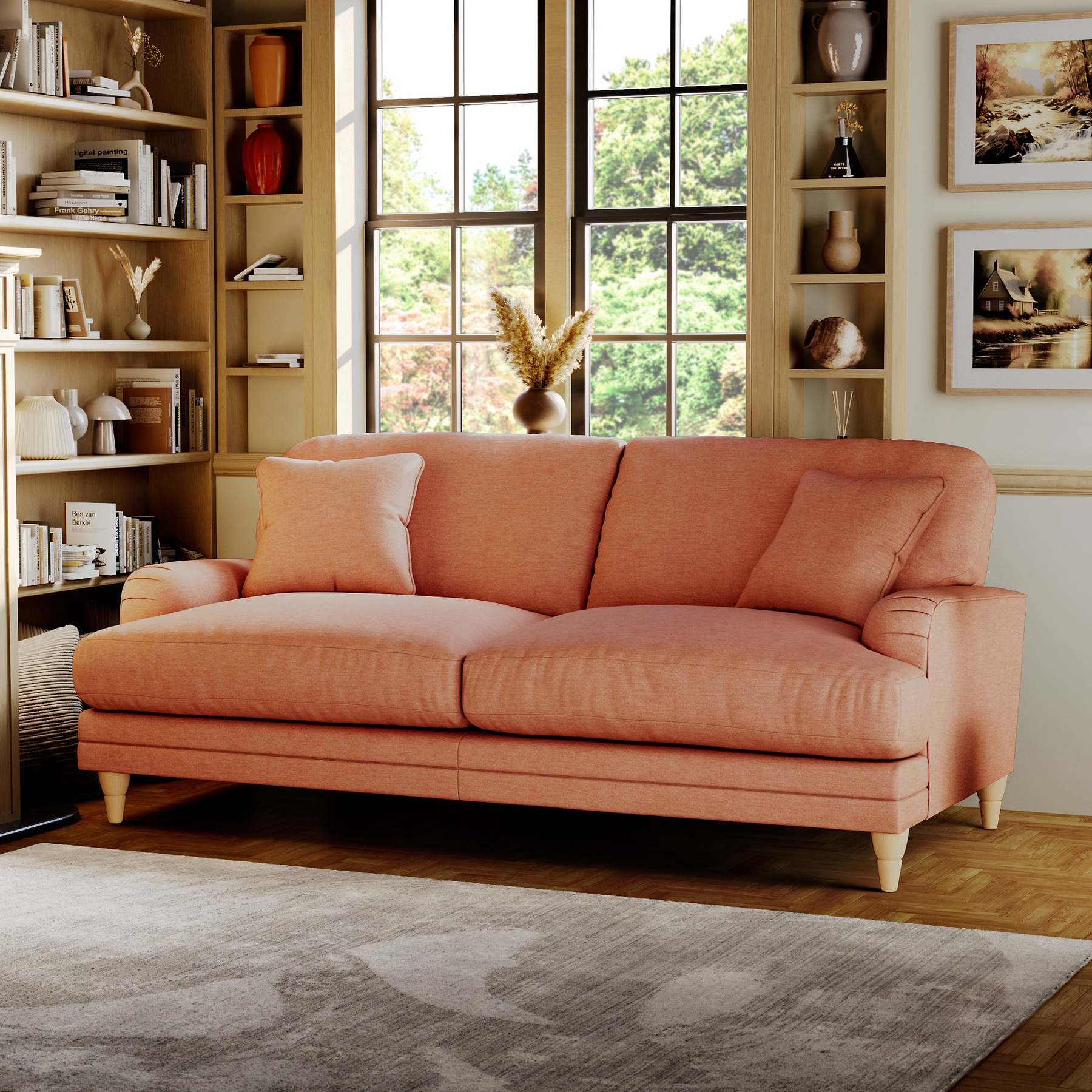 Bampton 3 Seater Sofa Salmon Oak Feet from Roseland Furniture