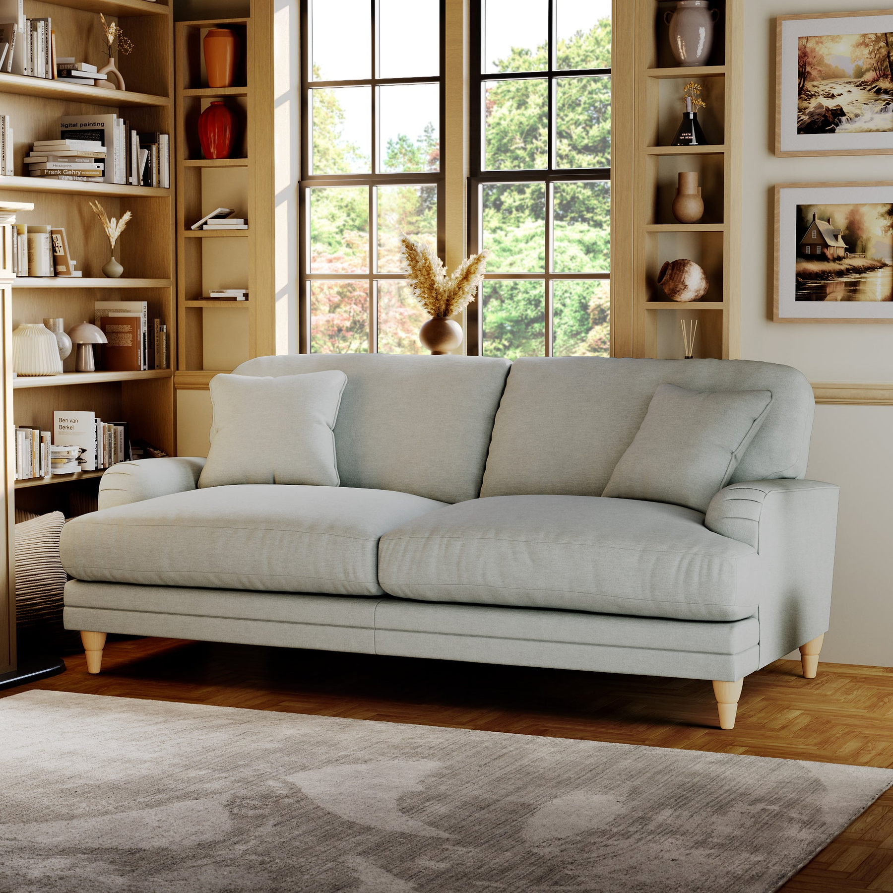 Bampton 3 Seater Sofa Sky Oak Feet from Roseland Furniture