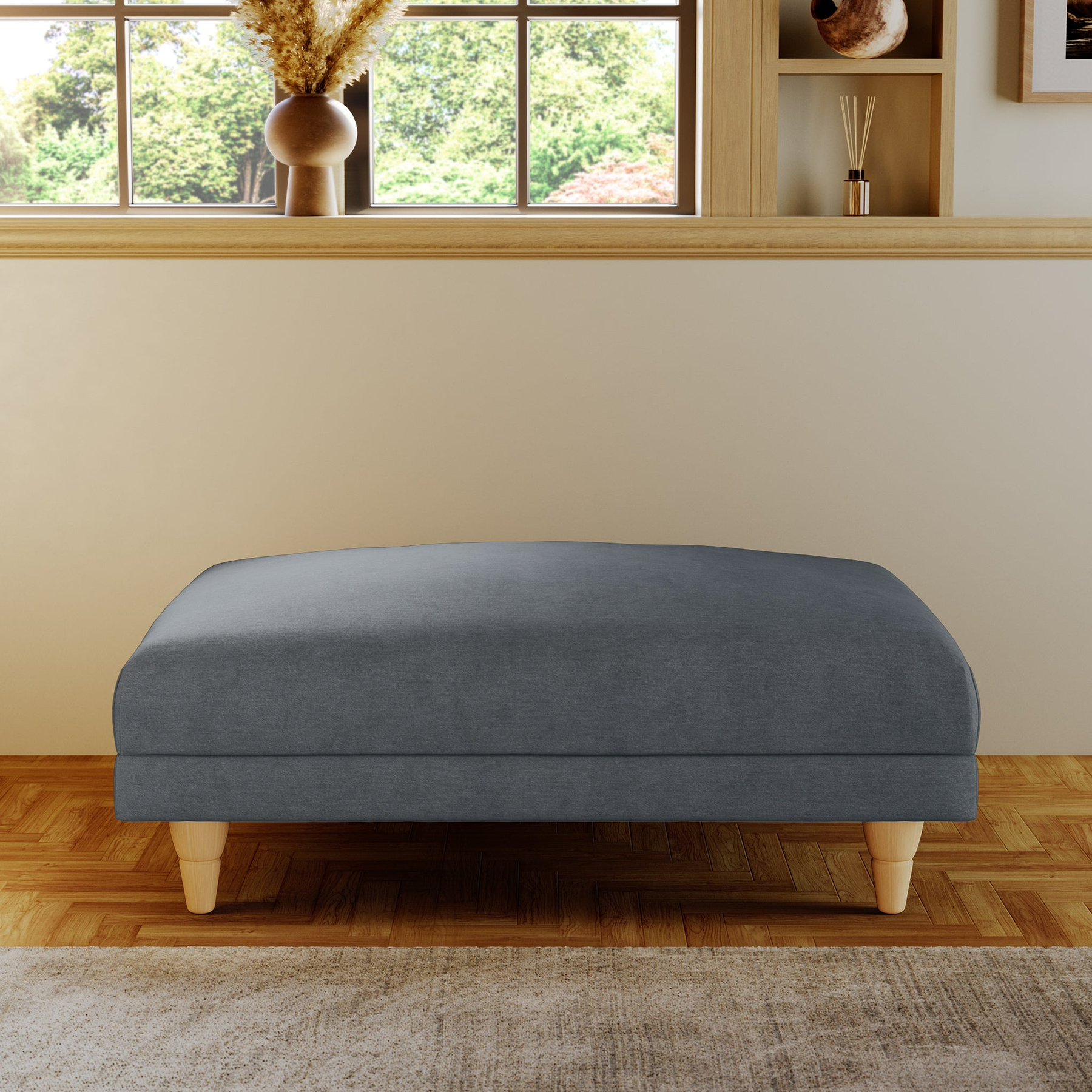 Bampton Banquette Footstool Granite Oak Feet from Roseland Furniture