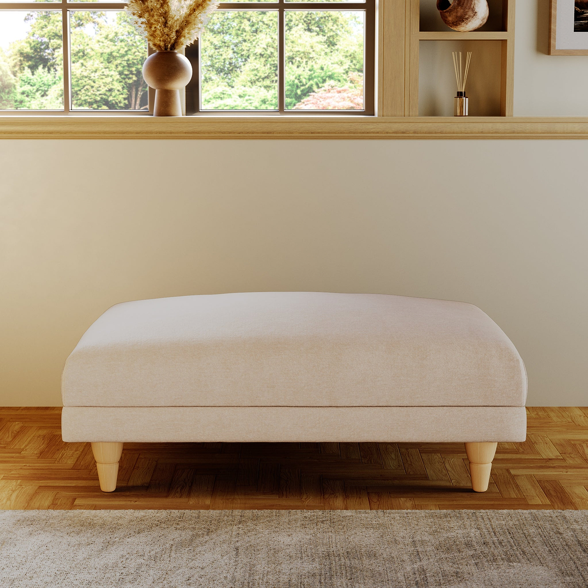 Bampton Banquette Footstool Cream Oak Feet from Roseland Furniture
