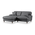 Bampton 3 Seater Chaise Sofa LH Charcoal Beech Feet from Roseland Furniture