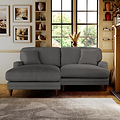 Bampton 3 Seater Chaise Sofa LH Charcoal Beech Feet from Roseland Furniture