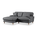 Bampton 3 Seater Chaise Sofa LH Charcoal Oak Feet from Roseland Furniture