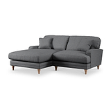 Bampton 3 Seater Chaise Sofa LH Charcoal Oak Feet from Roseland Furniture