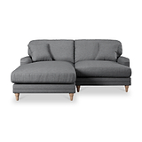 Bampton 3 Seater Chaise Sofa LH Charcoal Oak Feet from Roseland Furniture