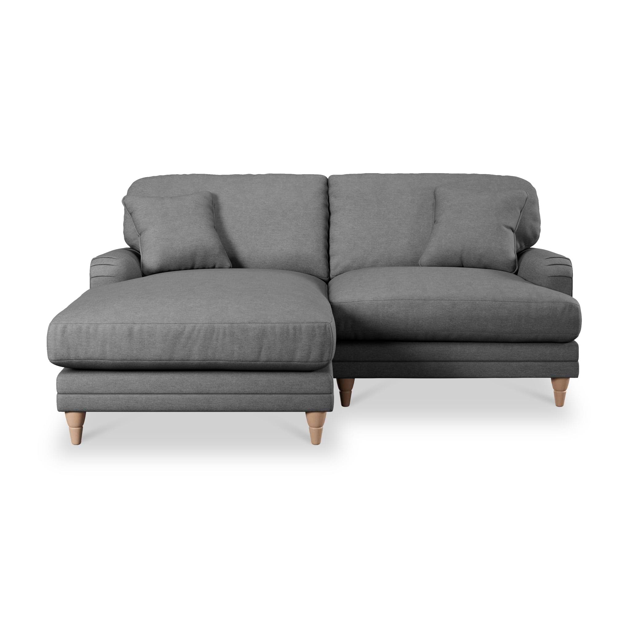 Bampton 3 Seater Chaise Sofa LH Charcoal Oak Feet from Roseland Furniture