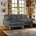 Bampton 3 Seater Chaise Sofa LH Charcoal Oak Feet from Roseland Furniture