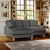 Bampton 3 Seater Chaise Sofa LH Charcoal Oak Feet from Roseland Furniture