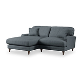 Bampton 3 Seater Chaise Sofa LH Granite Beech Feet from Roseland Furniture