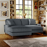 Bampton 3 Seater Chaise Sofa LH Granite Beech Feet from Roseland Furniture