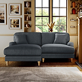 Bampton 3 Seater Chaise Sofa LH Granite Oak Feet from Roseland Furniture