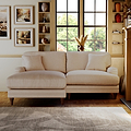Bampton 3 Seater Chaise Sofa LH Cream Beech Feet from Roseland Furniture
