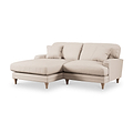 Bampton 3 Seater Chaise Sofa LH Cream Oak Feet from Roseland Furniture