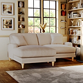Bampton 3 Seater Chaise Sofa LH Cream Oak Feet from Roseland Furniture