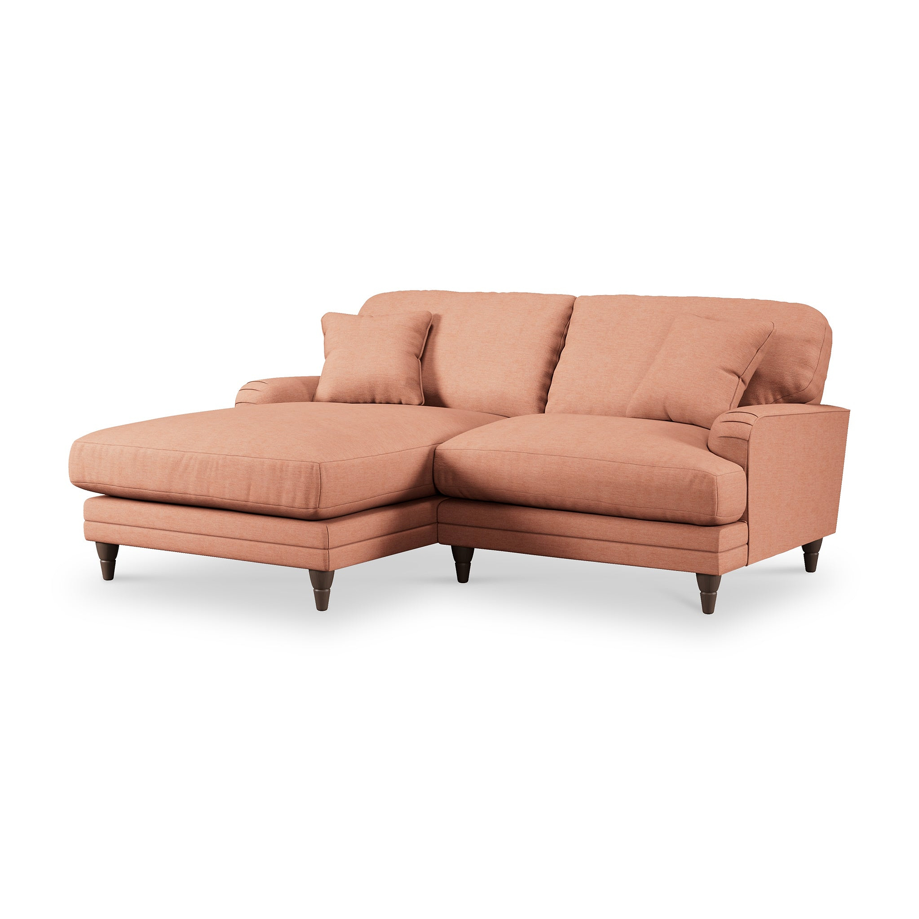 Bampton 3 Seater Chaise Sofa LH Salmon Beech Feet from Roseland Furniture