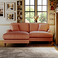 Bampton 3 Seater Chaise Sofa LH Salmon Beech Feet from Roseland Furniture