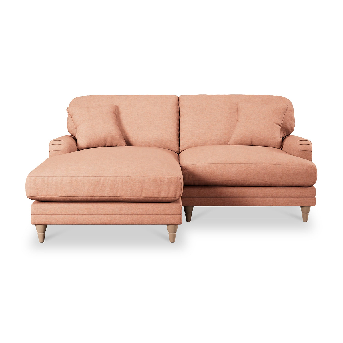 Bampton 3 Seater Chaise Sofa LH Salmon Oak Feet from Roseland Furniture
