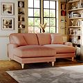 Bampton 3 Seater Chaise Sofa LH Salmon Oak Feet from Roseland Furniture