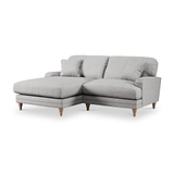Bampton 3 Seater Chaise Sofa LH Silver Oak Feet from Roseland Furniture