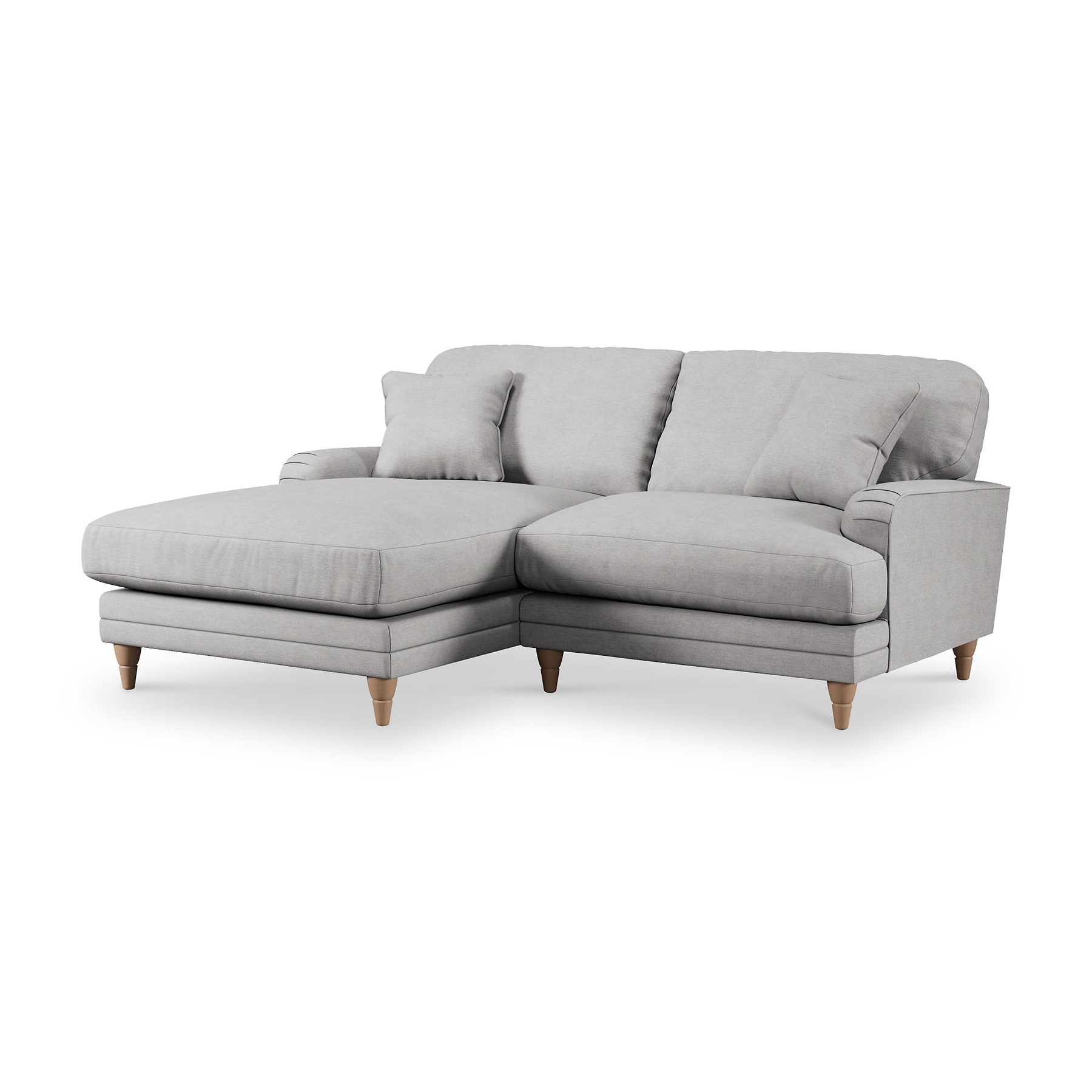 Bampton 3 Seater Chaise Sofa LH Silver Oak Feet from Roseland Furniture